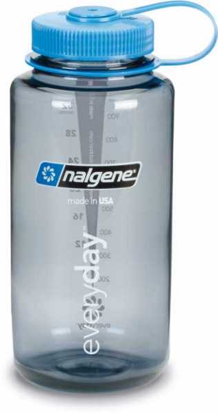 Nalgene Wide Mouth Gray Bottle With Blue Cap